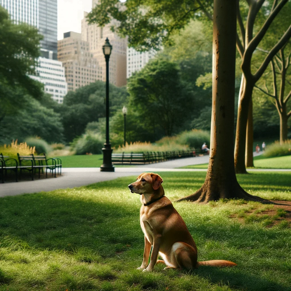 Un chien dans un parc
